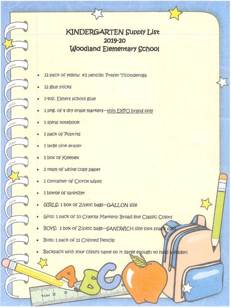 School Supply Lists Woodland Elementary